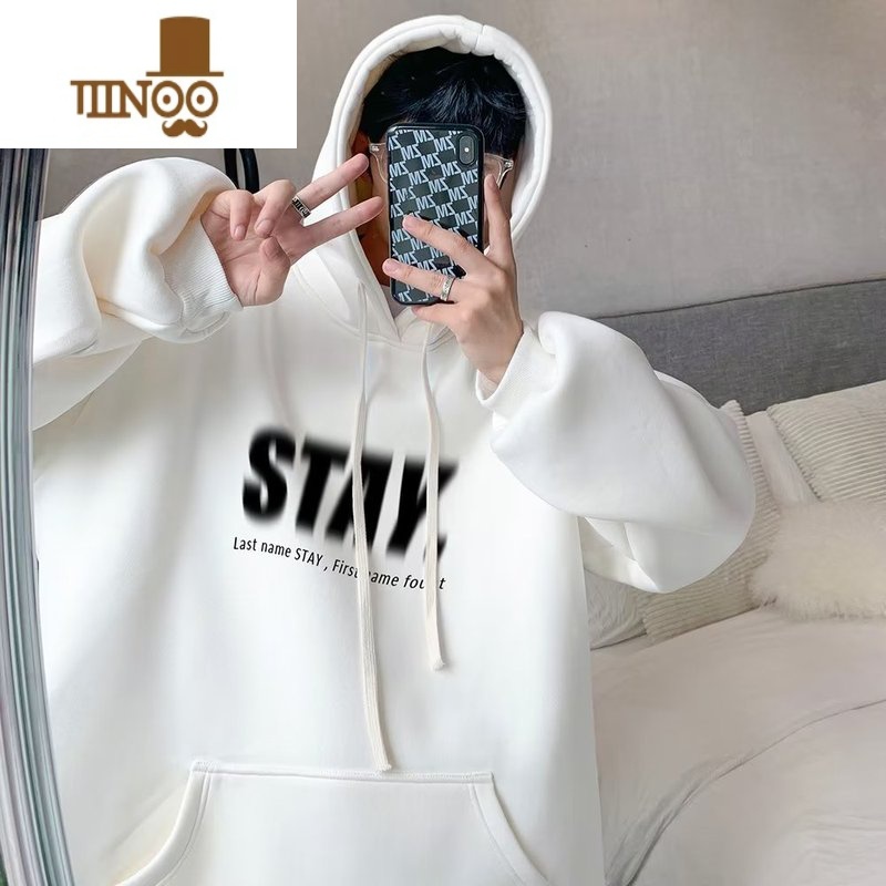 YANXU港风连帽卫衣男2023新款宽松套头帽衫宽松百搭青少年上衣服高清大图