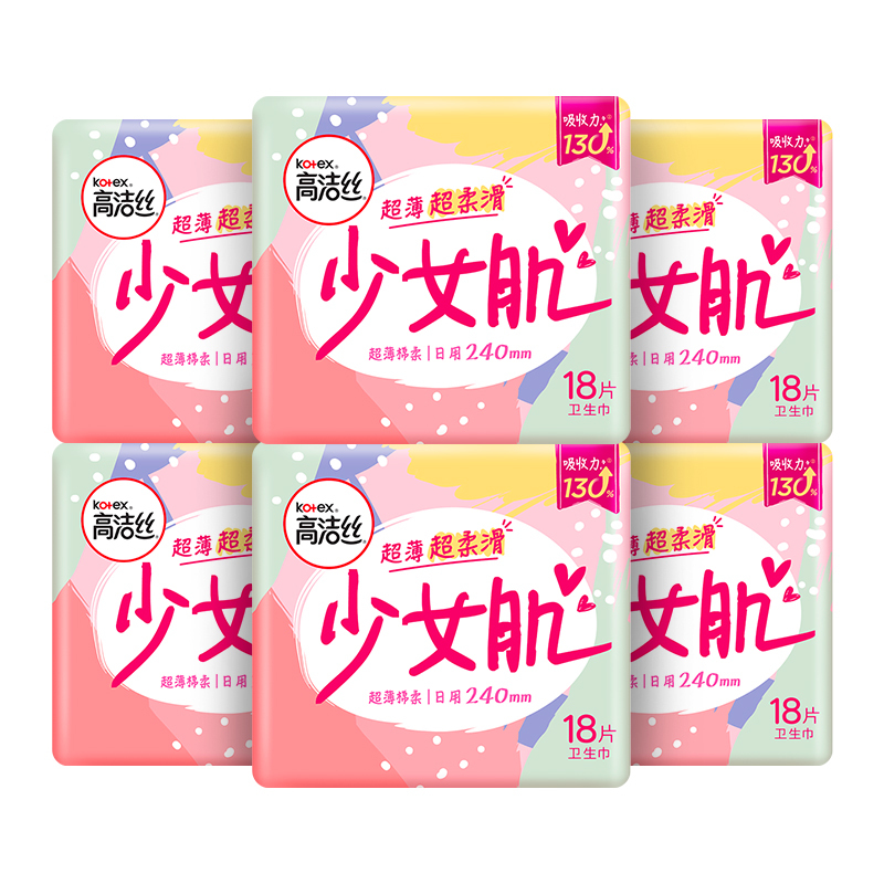 高洁丝(Kotex)经典系列亲亲棉丝薄棉柔日用240mm 18P*6