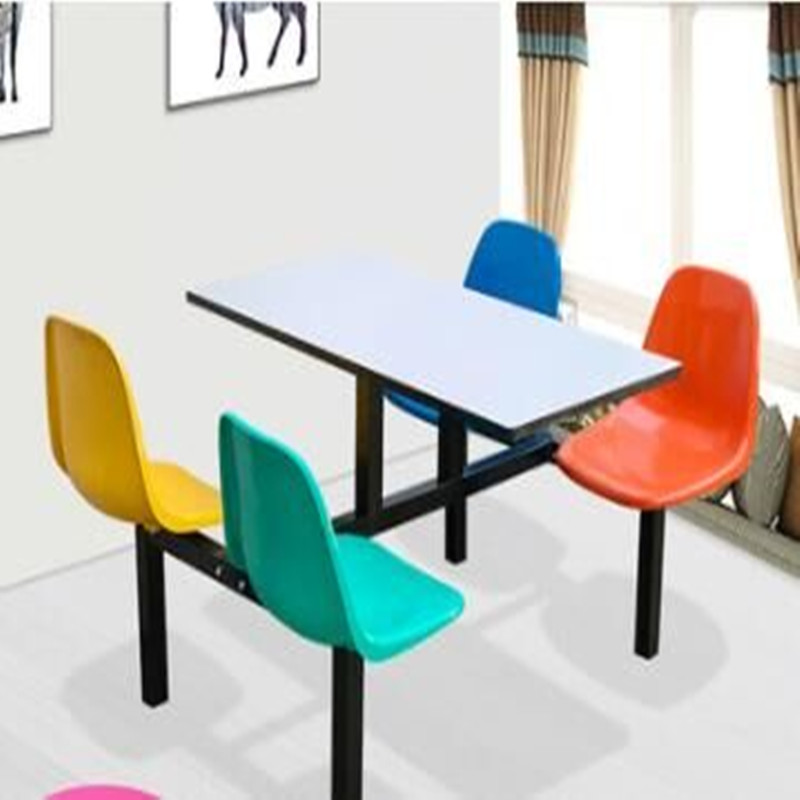 业飞食堂连体餐桌 QY-113业飞四人位钢架餐桌