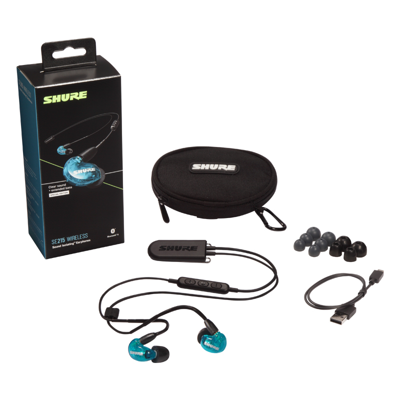 Shure/舒尔 SE215-BT2无线蓝牙音乐耳机 入耳式运动蓝牙挂耳式塞 蓝色