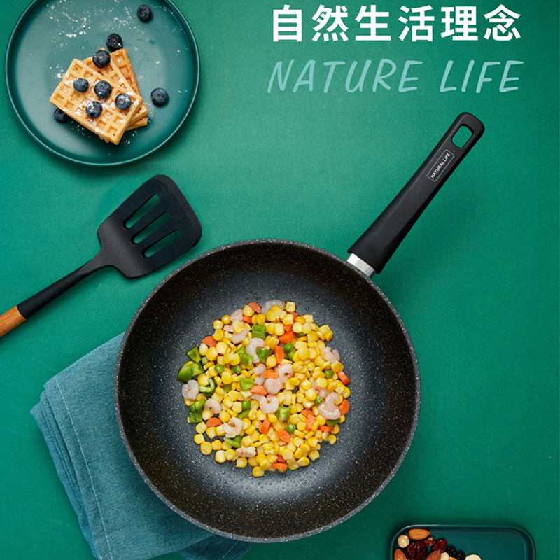 爱仕达(ASD) 炒锅28CM 晶石不粘 意式设计 不含有害涂层 导热均匀磁通新不粘炒锅CL28S8WG燃气电磁炉通用