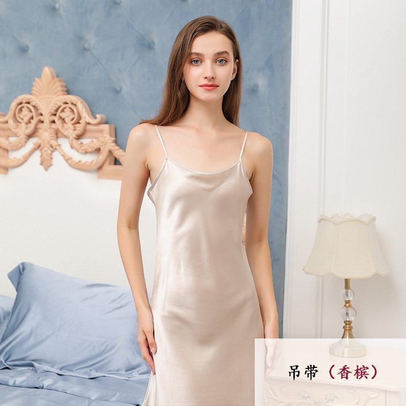 美帮汇桑蚕丝性感睡袍女士真丝吊带睡裙情趣睡衣两件套22Mm预定 ZSWDDQ0522吊带裙香槟色（新款预定10天发货） 160M否