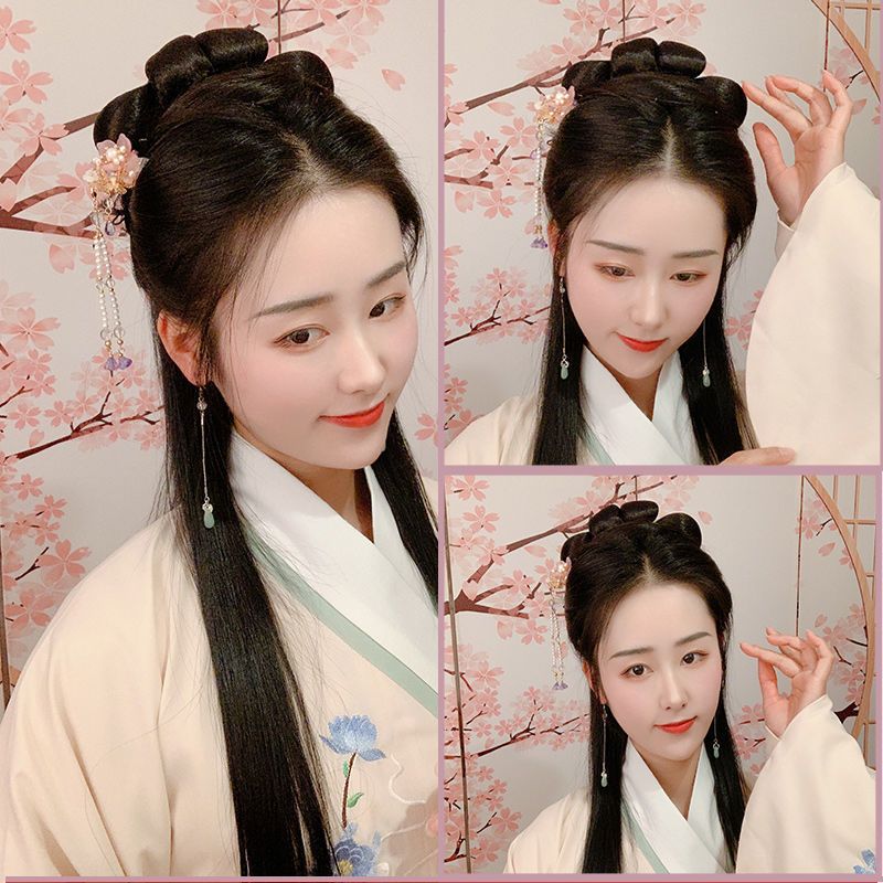 古装汉服假发女可弯曲头顶发髻婉卿髻cos古风仙女简单小清新发包汉服