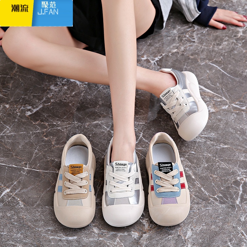 聚范运动鞋女2024秋季新款厚底百搭休闲鞋浅口透气软底单鞋不累脚高清大图