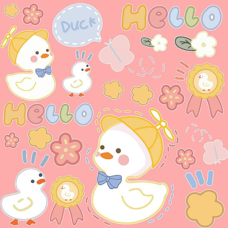 卡通可爱小鸭子行李箱笔记本电脑贴纸旅行箱手机ipad装饰贴画防水小