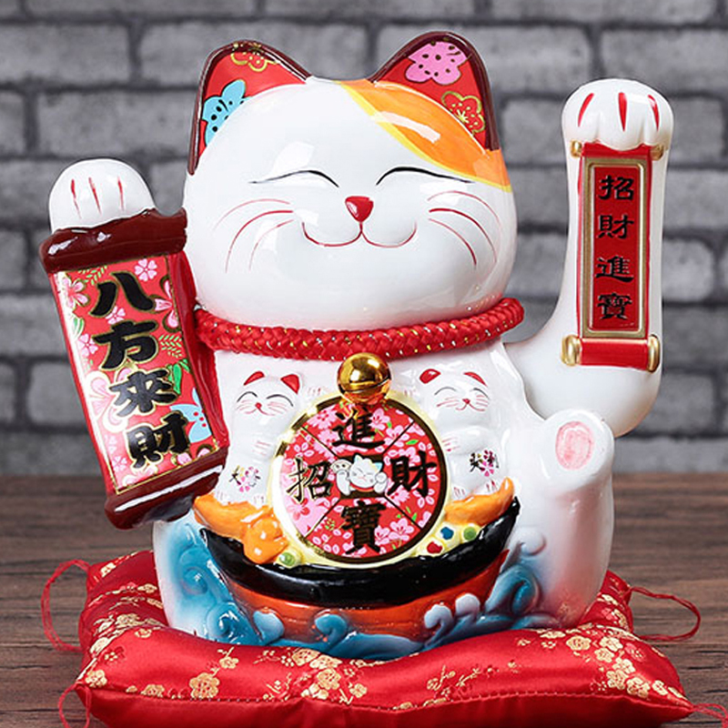 猫摆件自动招手店铺开业陶瓷大号电动摇手发财猫家居创意礼品 三维工匠 11寸八方来财B款猫高清大图