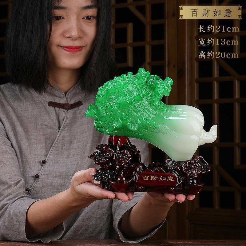 美帮汇白菜摆件家居饰品客厅电视柜翡翠玉白搬家乔迁新居礼品高清大图