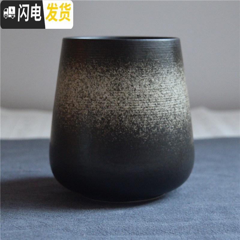 三维工匠复古日式陶瓷杯子带盖勺大肚杯个性创意定制马克杯情侣杯男女茶杯