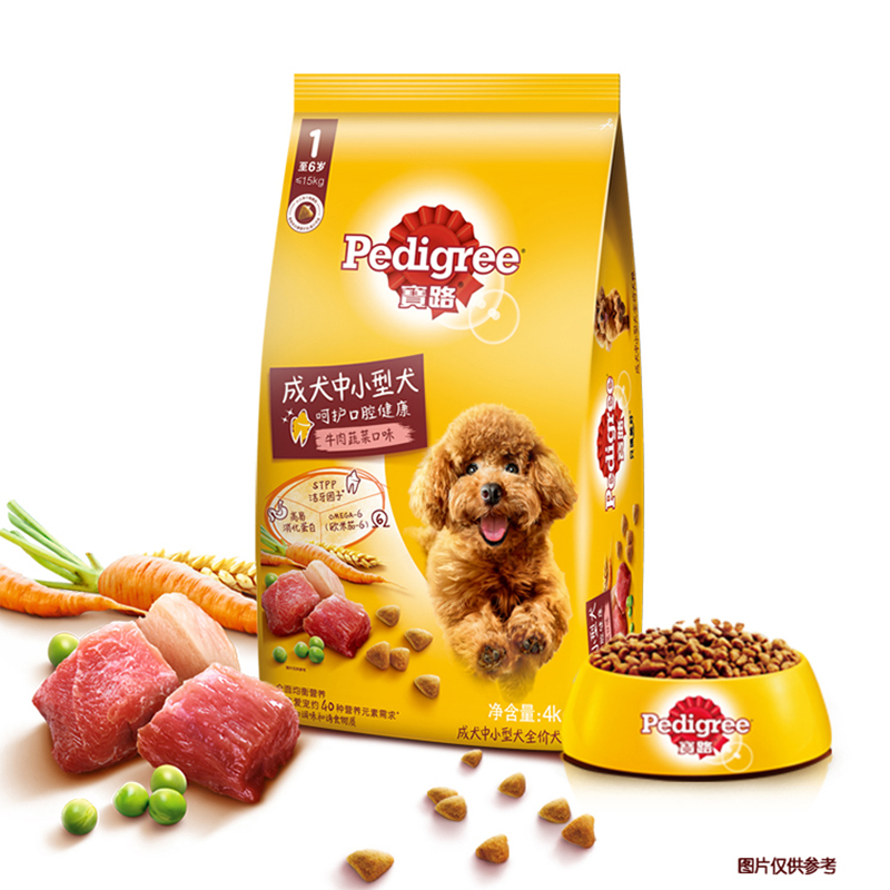 宝路狗粮 中小型犬成犬粮4kg