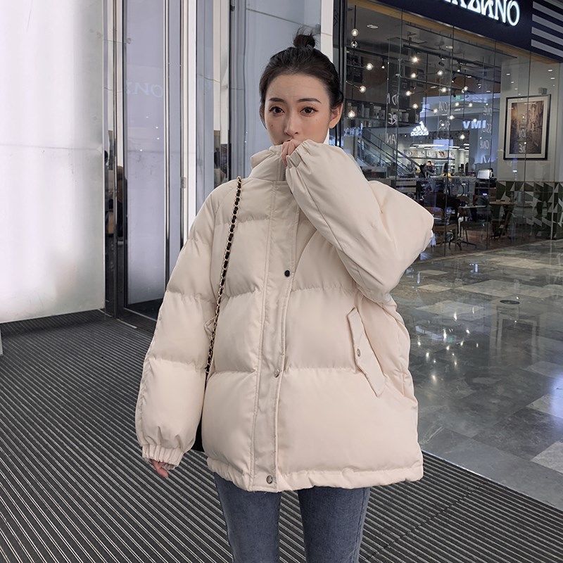 棉袄女2021新款韩版学生面包服冬季外套厚棉衣百搭潮ins反季棉服 白色 S 80-98斤