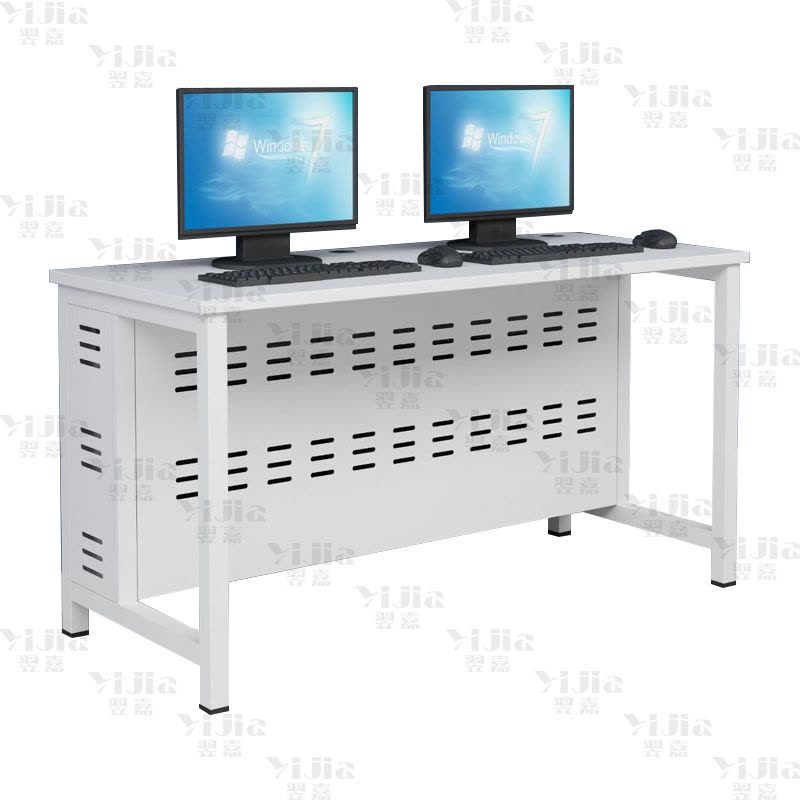 翌嘉 钢架电脑桌培训桌机房电脑桌学习桌课桌 双人位R款图片