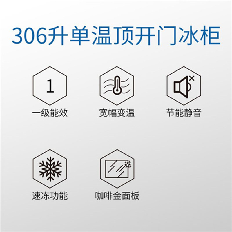 美菱(MELING)BC/BD-306DT 306升单温冷藏冷冻转换冰柜 大冷冻能力(咖啡金)