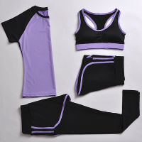 夏季运动套装女瑜伽服运动三件套跑步健身服速干运动短裤防震背心