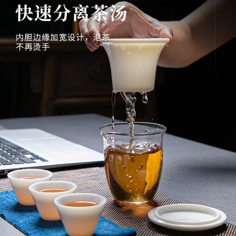 拓牌5头亮光羊脂玉瓷快客杯高清大图