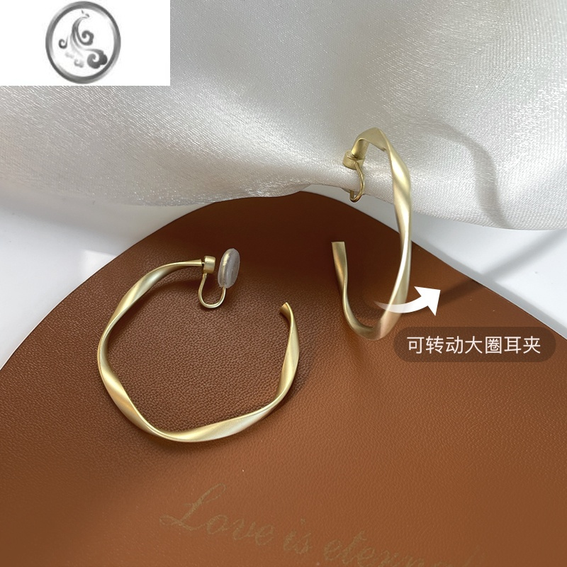 JiMi复古港风磨砂金无耳洞蚊香盘耳夹欧美高级感耳圈无痛耳环