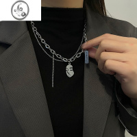 JiMi高街个性嘻哈ins人像项链女钛钢不掉色双层叠戴情侣卫衣T恤链男