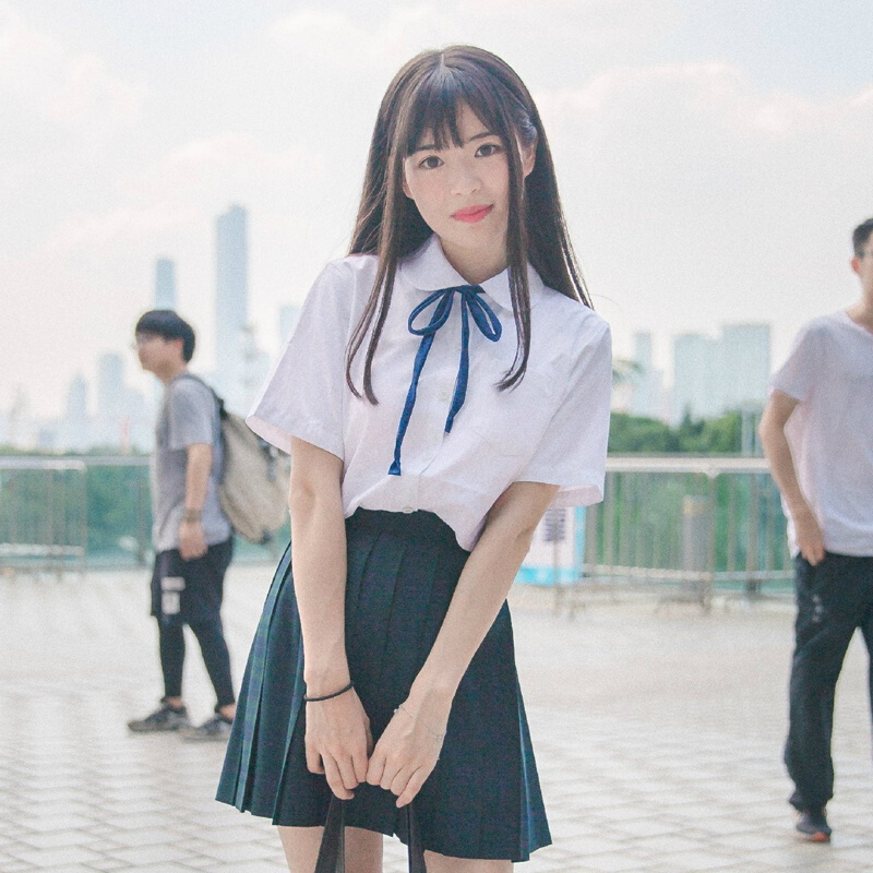 女日系学院风水手服短袖软妹jk制服正统关西襟学生装班服校服套装lm红