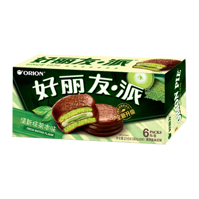 好丽友(Orion) 糕点 巧克力派 清新抹茶本味216g/盒(蛋糕礼盒) 新老包装交替发货中