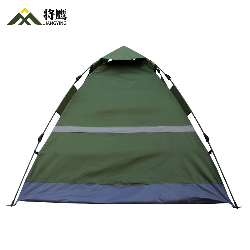 将鹰 双人户外野营自动帐篷加厚布料带反光条绿色 JY-041S-02高清大图
