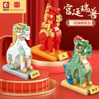 积木四大兼容上古神兽机甲可变形益智拼装玩具吉祥瑞兽