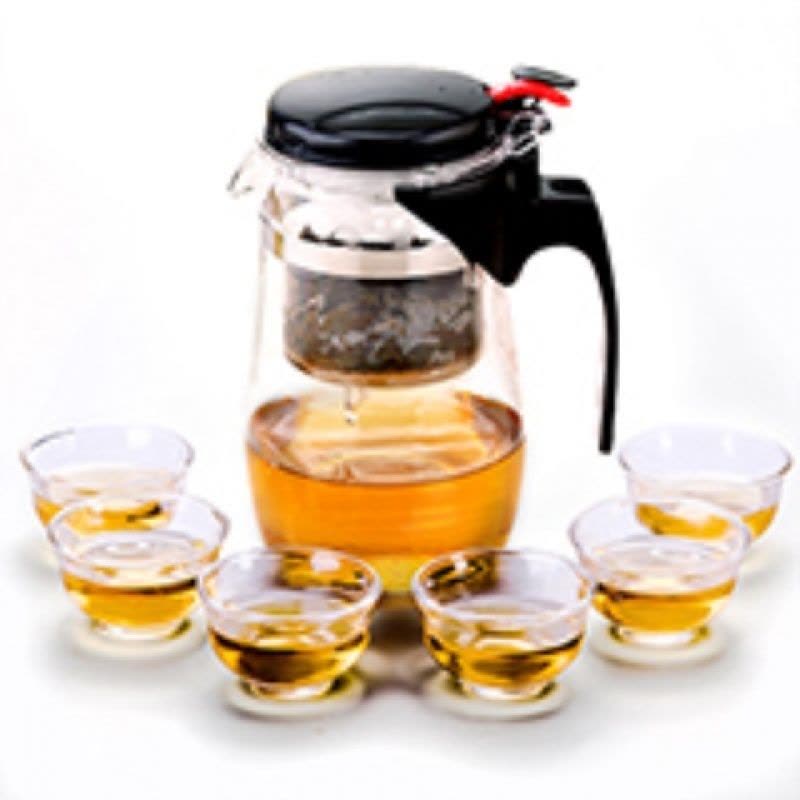 [壶身款式 随机]一壶六杯900ml套装 不开裂耐热耐高温玻璃茶具套装茶壶茶杯过滤内胆花茶杯红茶泡茶器图片