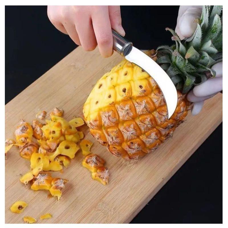 不锈钢小弯刀香蕉刀小镰刀割菜削菠萝刀水果刀烤肠机摆摊菠萝蜜刀--【德国精工：不锈钢弯刀】;【1把装】