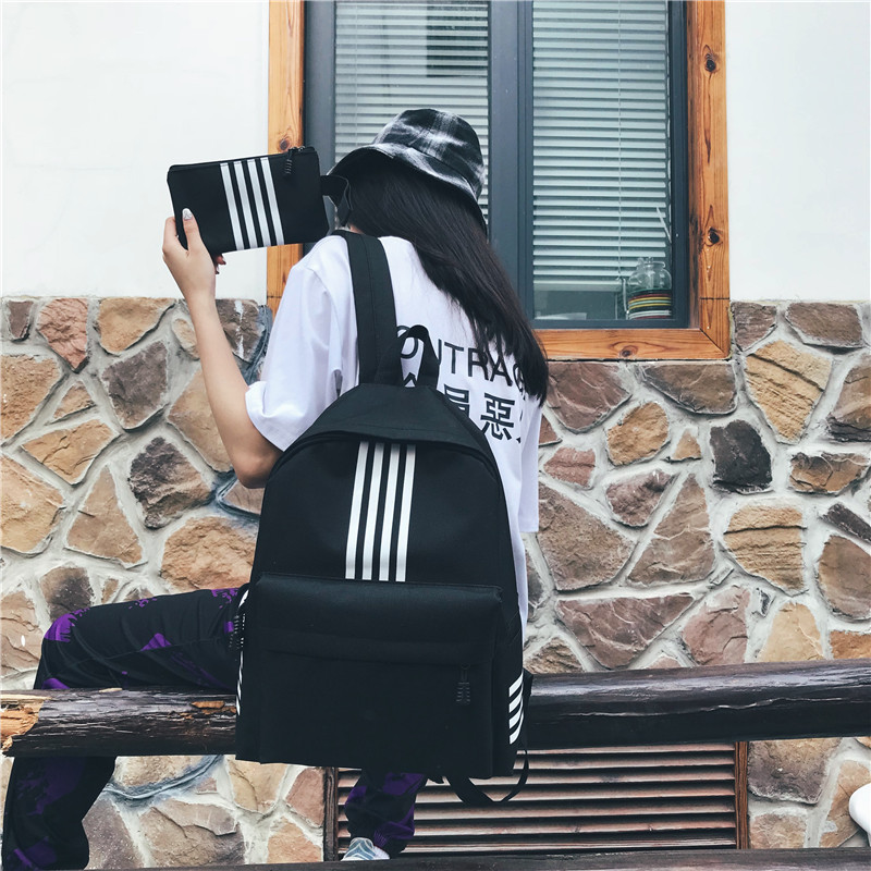 桂兰珊（Guilanshan） 双肩包男女情侣韩版个性2020新款帆布背包大学高中学生中款潮书包