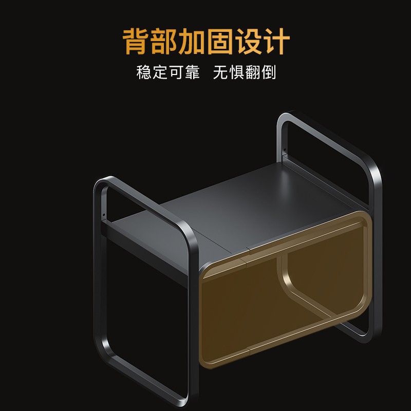 免安装厨房微波炉置物架 桌面家用双层台面用品烤箱收纳架子收纳层架 三维工匠高清大图
