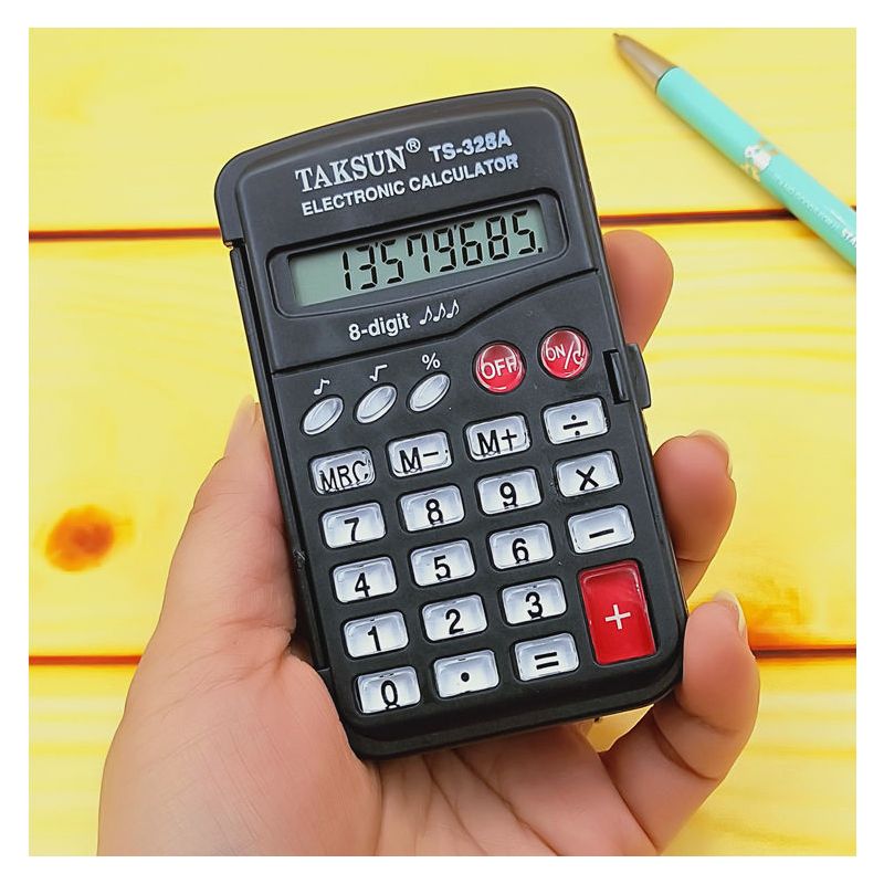 小学生彩色计算器迷你掌上便携翻盖折叠水晶按键儿童考试计算机|3858玫红色