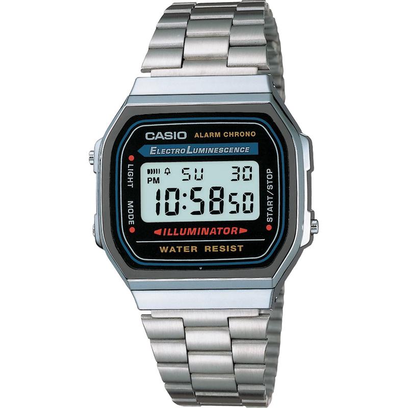 CASIO 卡西欧 男女表 数字不锈钢手链石英方块手表A168WA-1