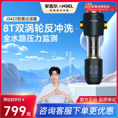 安吉尔前置过滤器 电子智能自动反冲洗自来水过滤压力表实时监控 全屋净水器J3422【全新升级款】