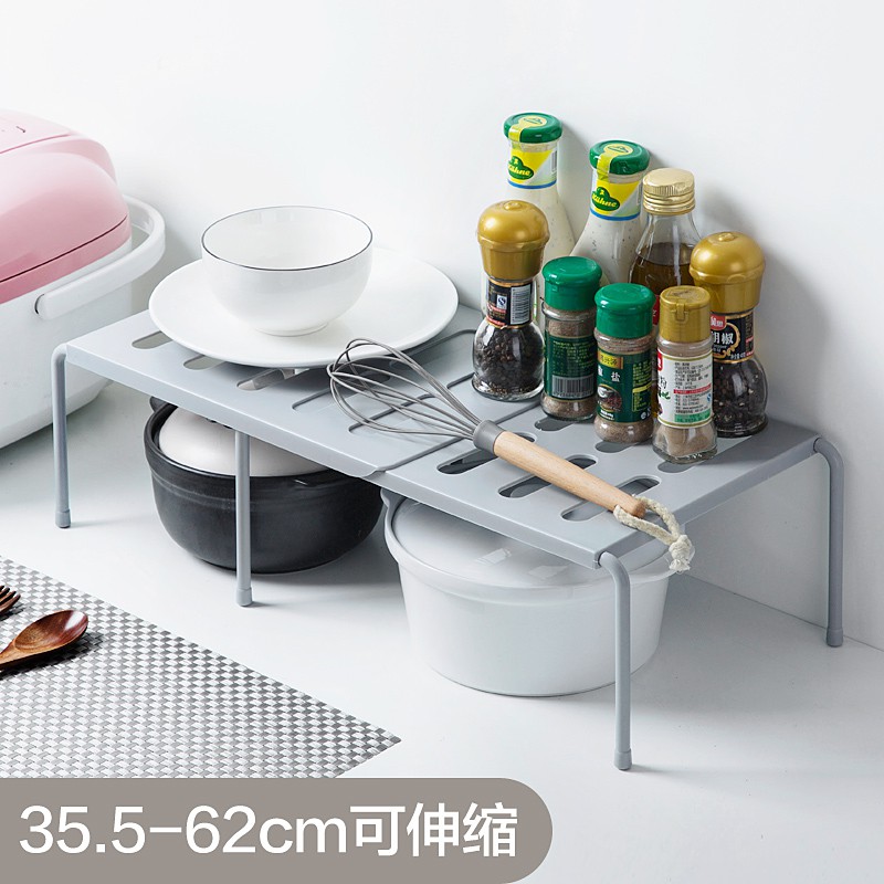 厨房置物架家用调味料收纳架可伸缩落地多用架子塑料调料架收纳层架 三维工匠高清大图
