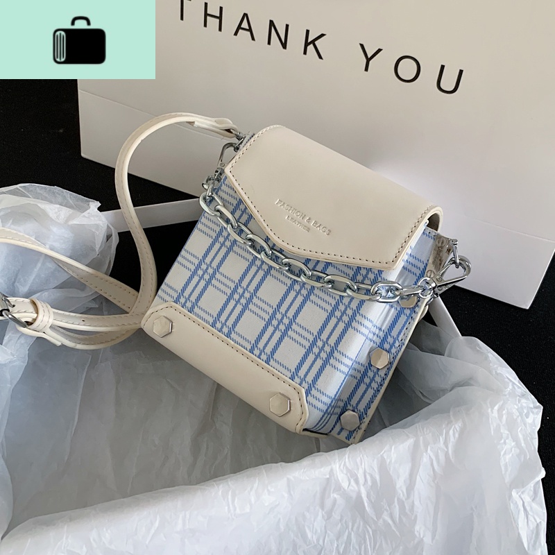 夏天流行格子小包包2020新款潮时尚女包百搭斜挎包网红洋气小方包NEWLAKE高清大图