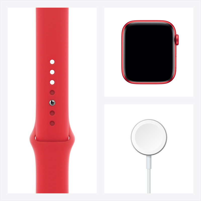 Apple Watch Series 6 44毫米 GPS版 红色铝金属表壳 红色运动表带 智能手表