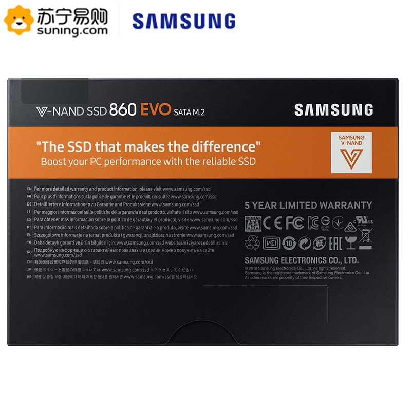 三星(SAMSUNG)860 EVO 500g固态硬盘m2接口sata协议 台式组装机电脑笔记本ssd固态硬盘(MZ-N6E500)