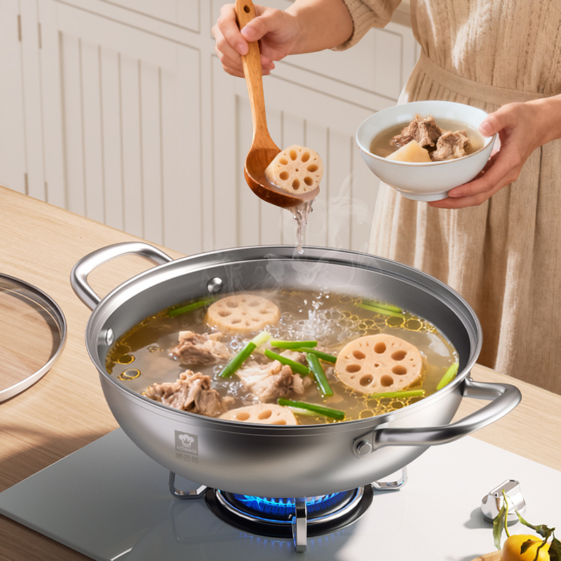 康巴赫清汤锅304不锈钢火锅家用火锅锅具电磁炉专用火锅盆大容量高清大图
