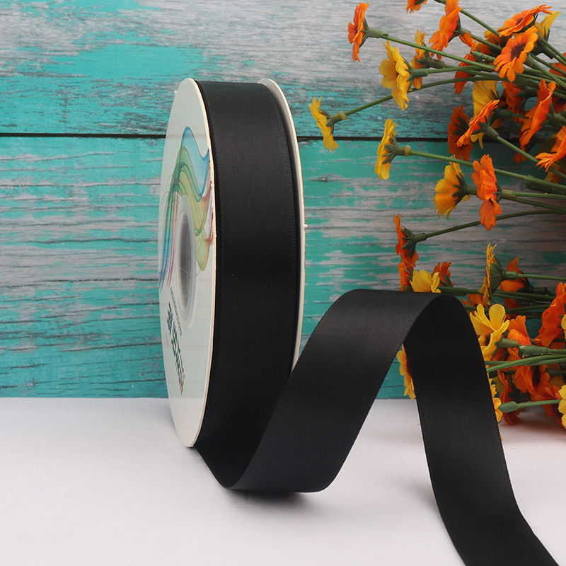 家柏饰(CORATED)2.5cm双面高密缎带织带鲜花礼品绸带蛋糕包装彩带手工diy发饰丝带 黑色