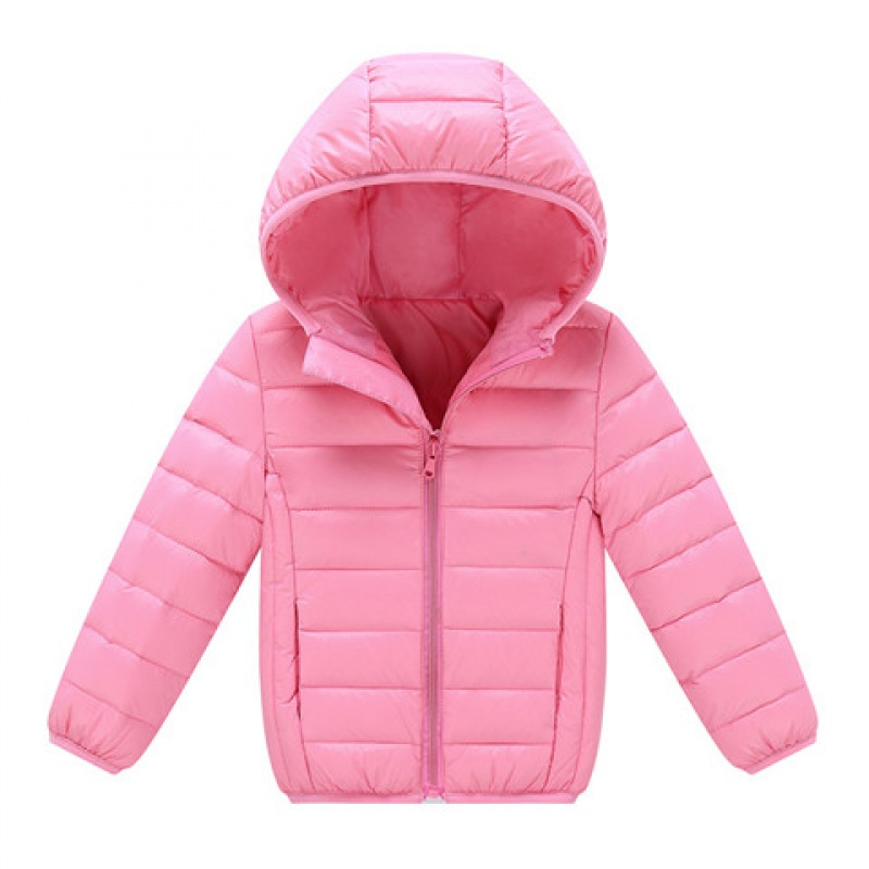 儿童羽绒服轻薄款男女童中大童连帽婴儿超轻中小学生外套90粉色新款