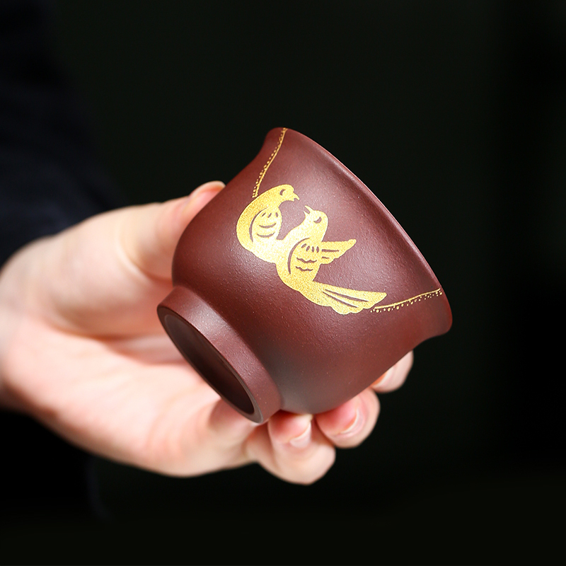 萬春和 好柿成双 宜兴紫砂茶杯双色紫砂对杯情侣杯主人杯90ml高清大图