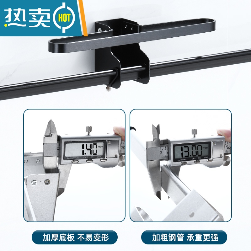 敬平晾衣架收纳整理架器免打孔壁挂式阳台墙上挂放夹子的家用挂钩 [太空铝]雅黑横向双层-30CM 1个衣夹高清大图