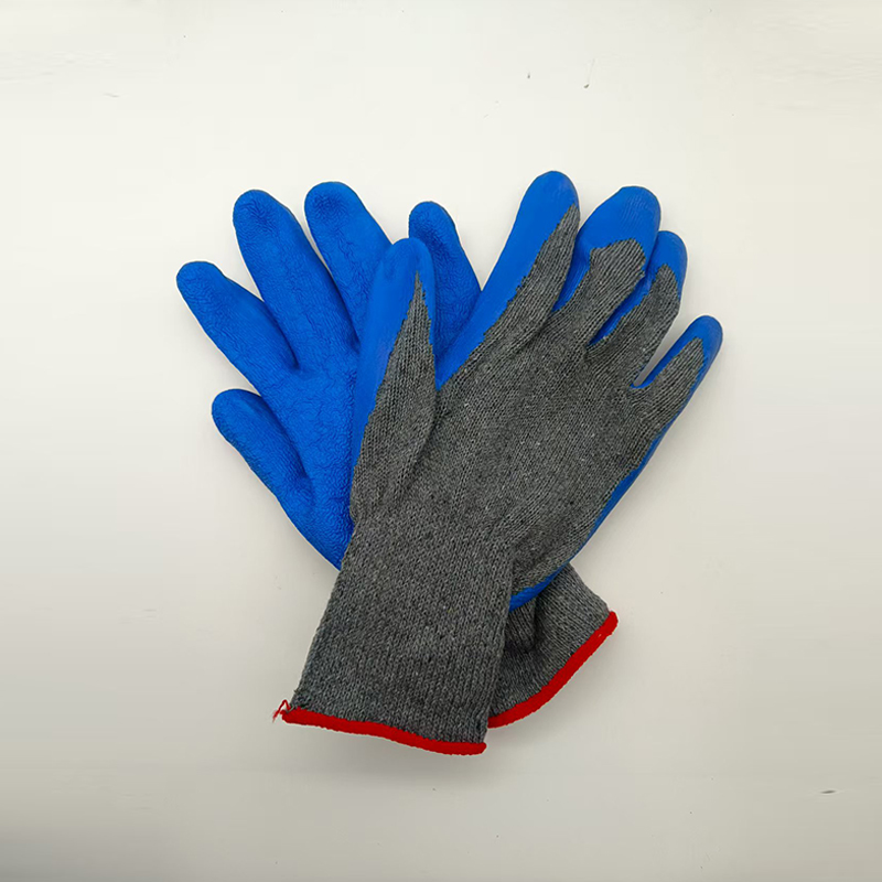 兴酉 灰纱蓝棉线防滑皱纹手套 MH-1 双高清大图