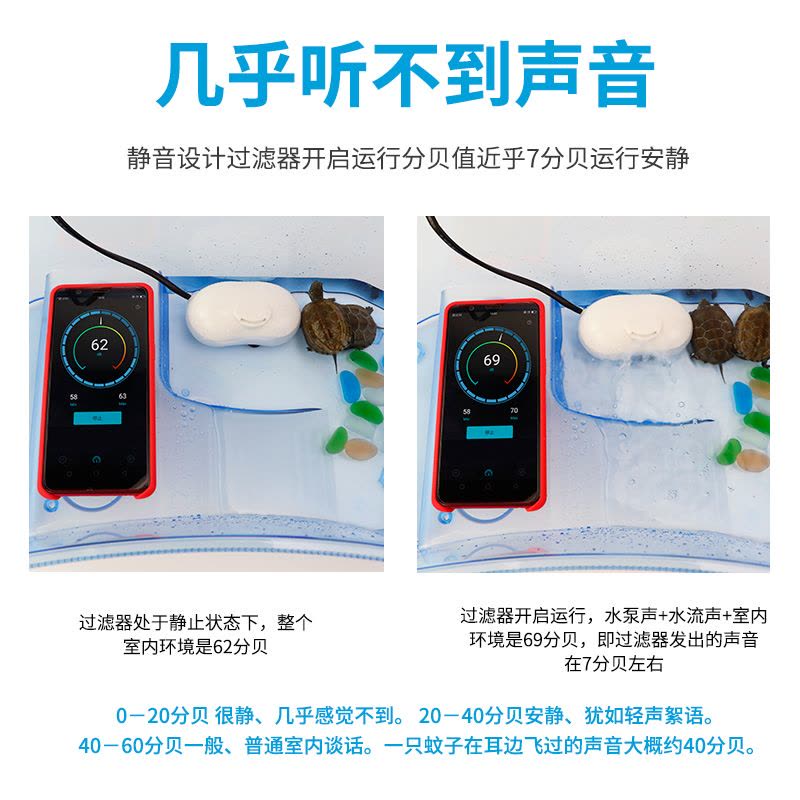 乌龟缸过滤器龟缸吸粪便免换水内置底滤龟箱水循环低水位净水图片