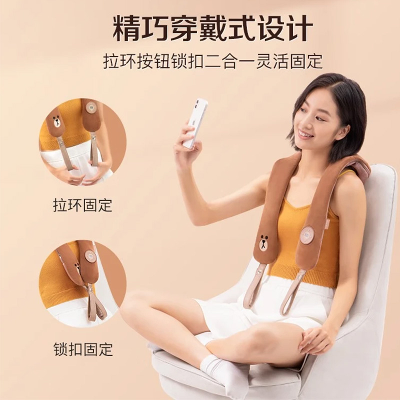 奥佳华颈椎按摩器自动定时深层捶打恒温热敷按摩披肩布朗棕OG2615高清大图
