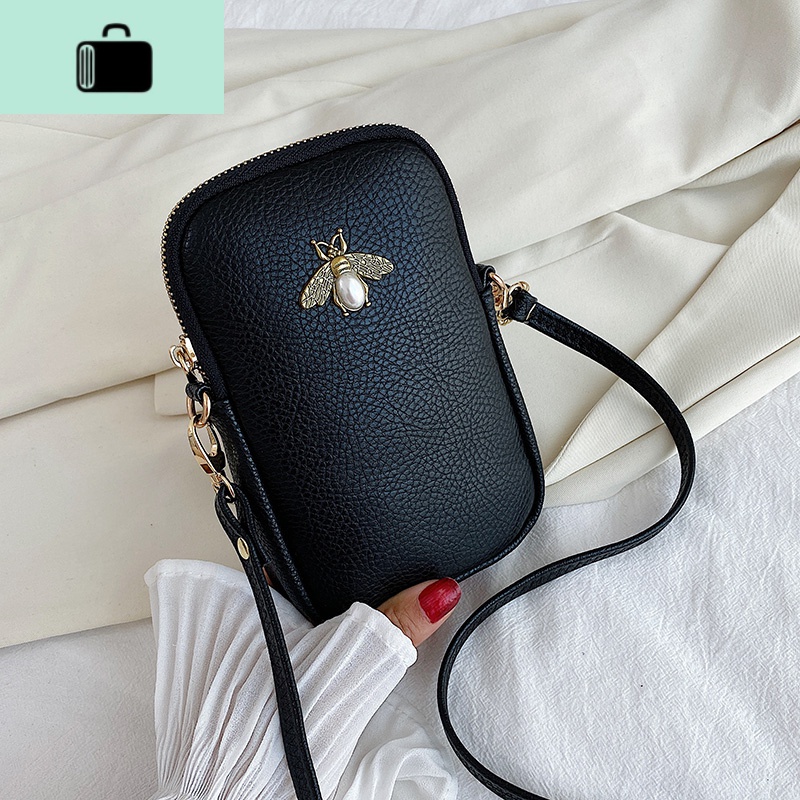 夏天洋气小包包女包2020新款潮百搭时尚钥匙零钱包竖款斜挎手机包NEW LAKE 黑色赠送运费险