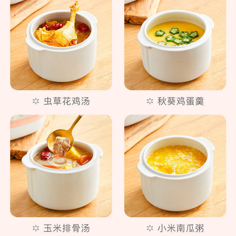 秋帝多功能电炖锅 一锅多用甜品燕窝,营养汤24小时预约/保温电炖锅 ABS塑料机身+陶瓷内胆QD-DJ32 1L高清大图