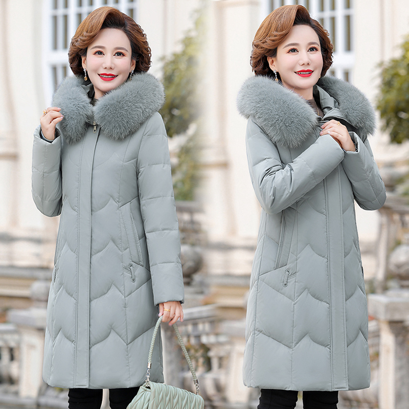 免费试穿 大品牌羽绒服女中长款2024年新款狐狸毛领免洗亮面加厚外套冬装新款白鸭绒羽绒服女中长款过膝大毛领韩版宽松加厚 绿色 2XL