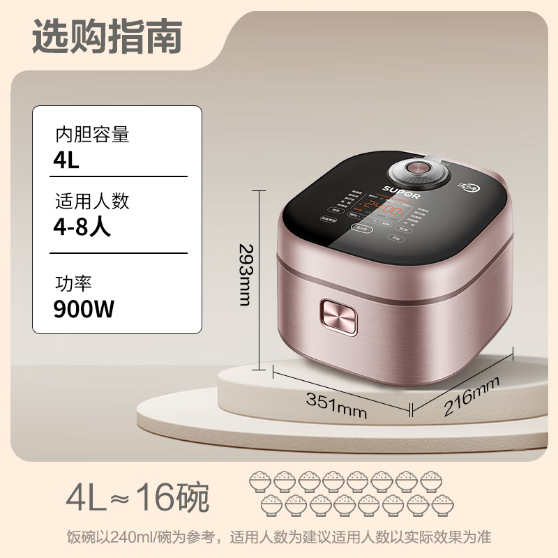 苏泊尔(SUPOR)远红外本釜电饭煲 SF40FC386 陶瓷不粘内胆 4L(单位:台)