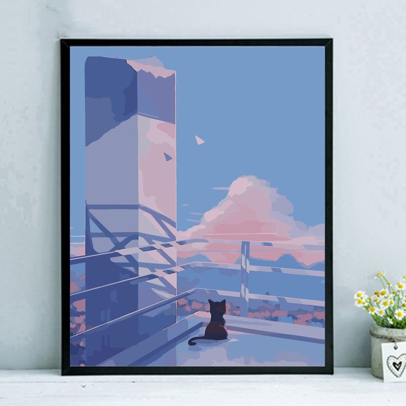 diy数字油画手绘填色卡通人物唯美少女客厅装饰油彩画