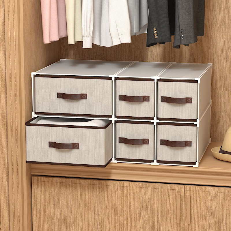 衣柜收纳抽屉式衣物收纳箱儿童衣服整理箱收纳盒家用防尘布艺箱子三维