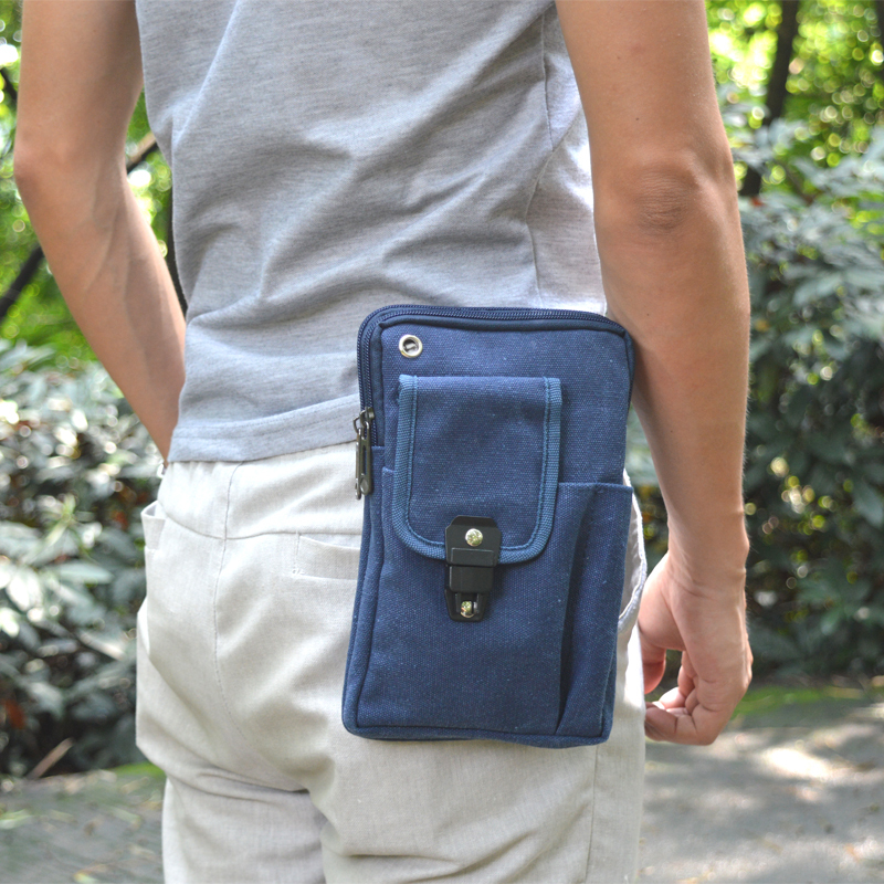 运动帆布手机腰包7寸8寸平板手机包穿皮带男斜跨小包单肩斜挎男包